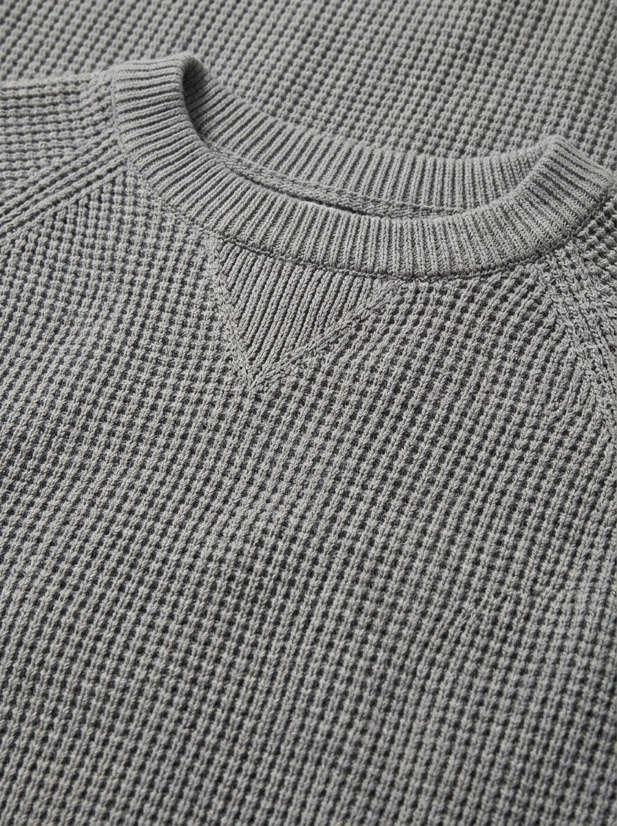 Webster waffle knit crew neck sweater, fabric close up, Gentlemens Manor