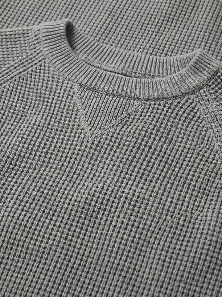 Webster waffle knit crew neck sweater, fabric close up, Gentlemens Manor