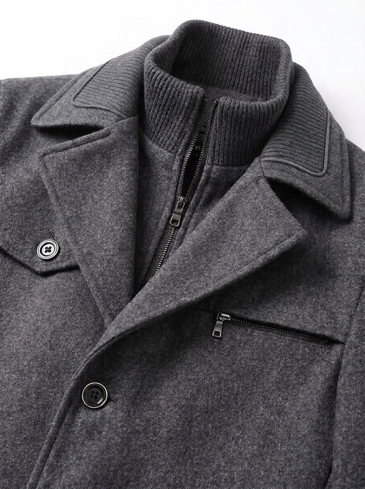 Wellesley ribbed collar wool blend coat, fabric close up, Gentlemens Manor