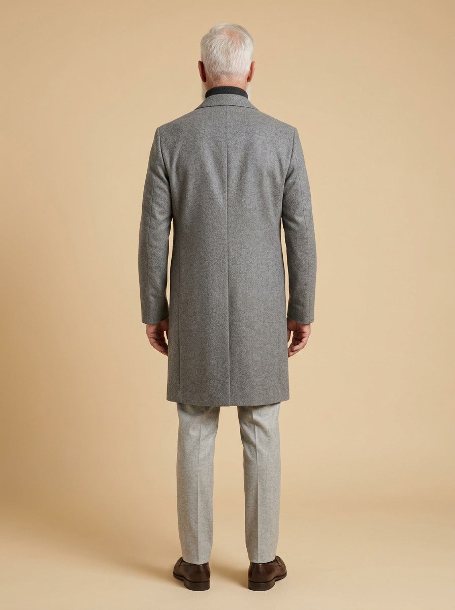 Wentworth topcoat in Grey, back view, Gentlemens Manor