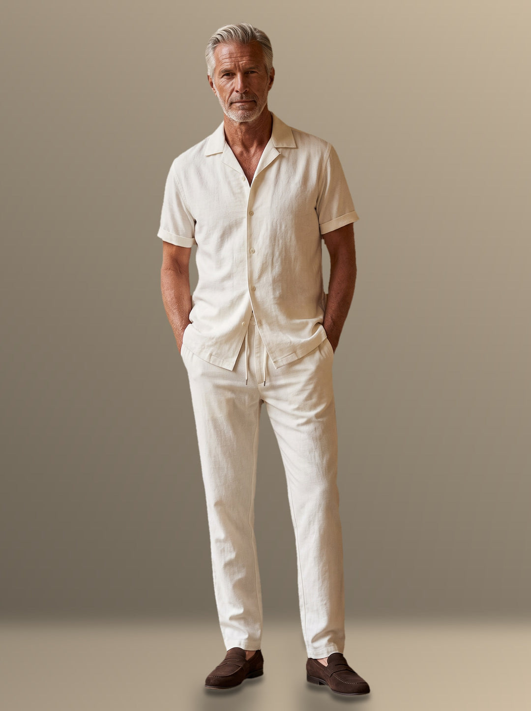 Wesley two piece set in White, studio, Gentlemens Manor
