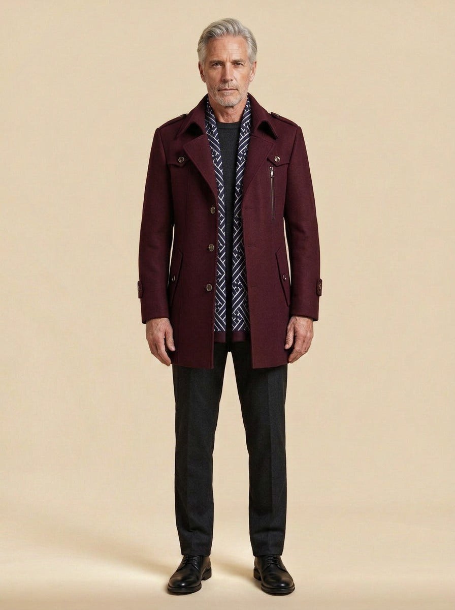 Westbrook coat in Burgundy, studio, Gentlemens Manor