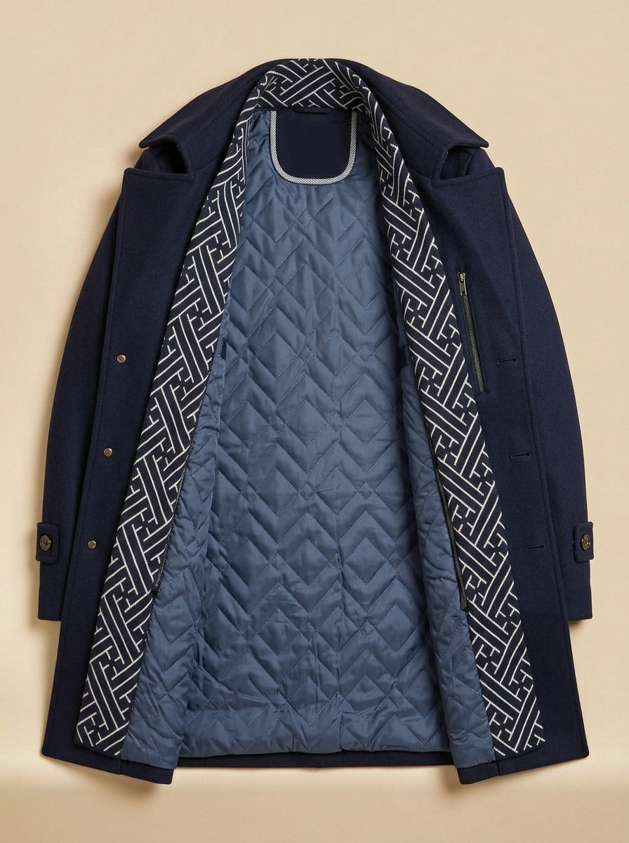 Westbrook coat in Navy, inside view, Gentlemens Manor