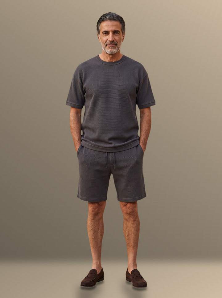 Weston two piece set in Charcoal, studio, Gentlemens Manor
