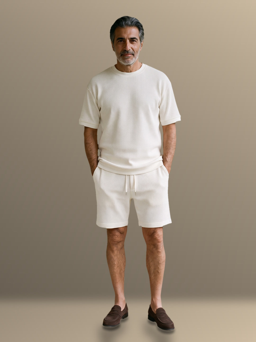 Weston two piece set in White, studio, Gentlemens Manor