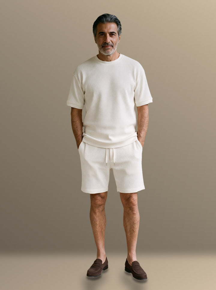 Weston two piece set in White, studio, Gentlemens Manor