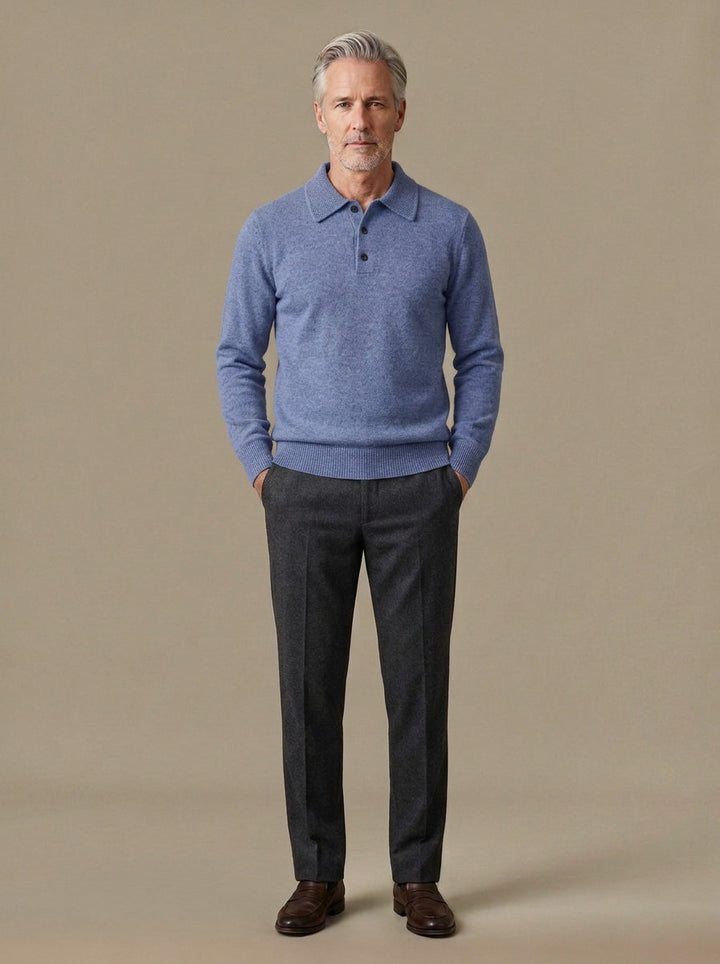 Whitford sweater in Blue, studio, Gentlemens Manor