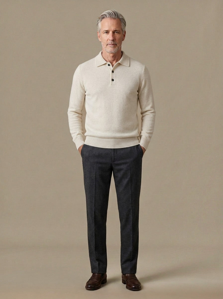Whitford sweater in Cream, studio, Gentlemens Manor