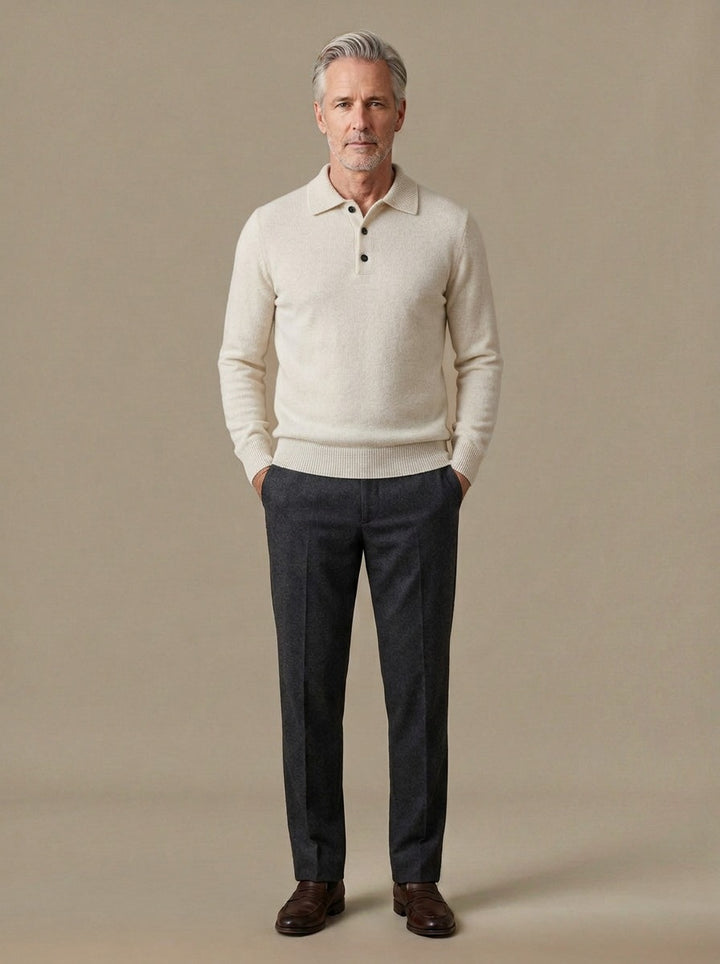 Whitford sweater in Cream, studio, Gentlemens Manor