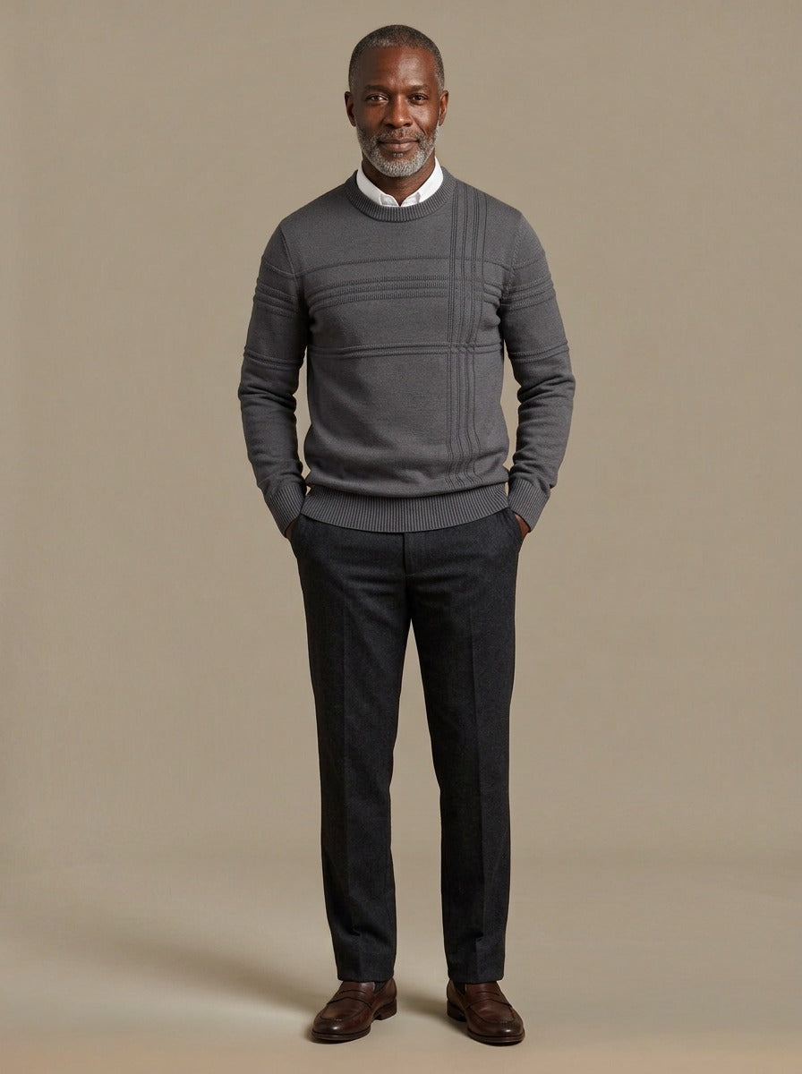 Whitlock sweater in Charcoal, studio, Gentlemens Manor