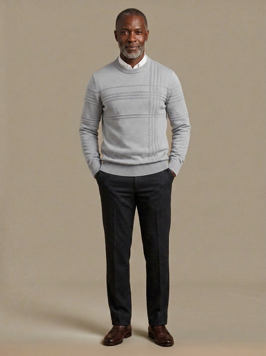 Whitlock sweater in Light Grey, studio, Gentlemens Manor