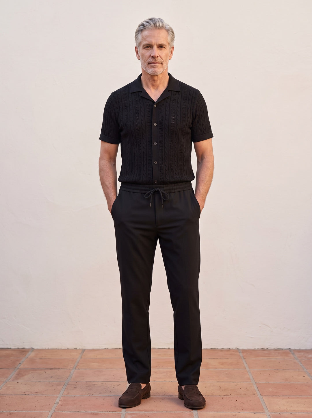 Whitmore shirt and pants set in Black, lifestyle, Gentlemens Manor