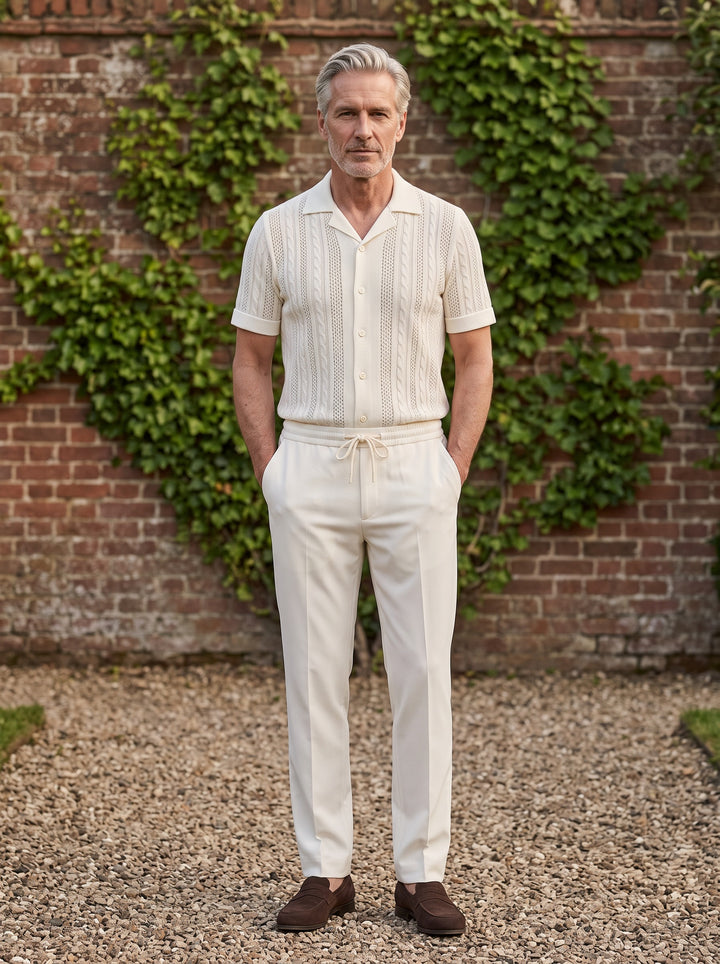 Whitmore shirt and pants set in Cream, lifestyle, Gentlemens Manor
