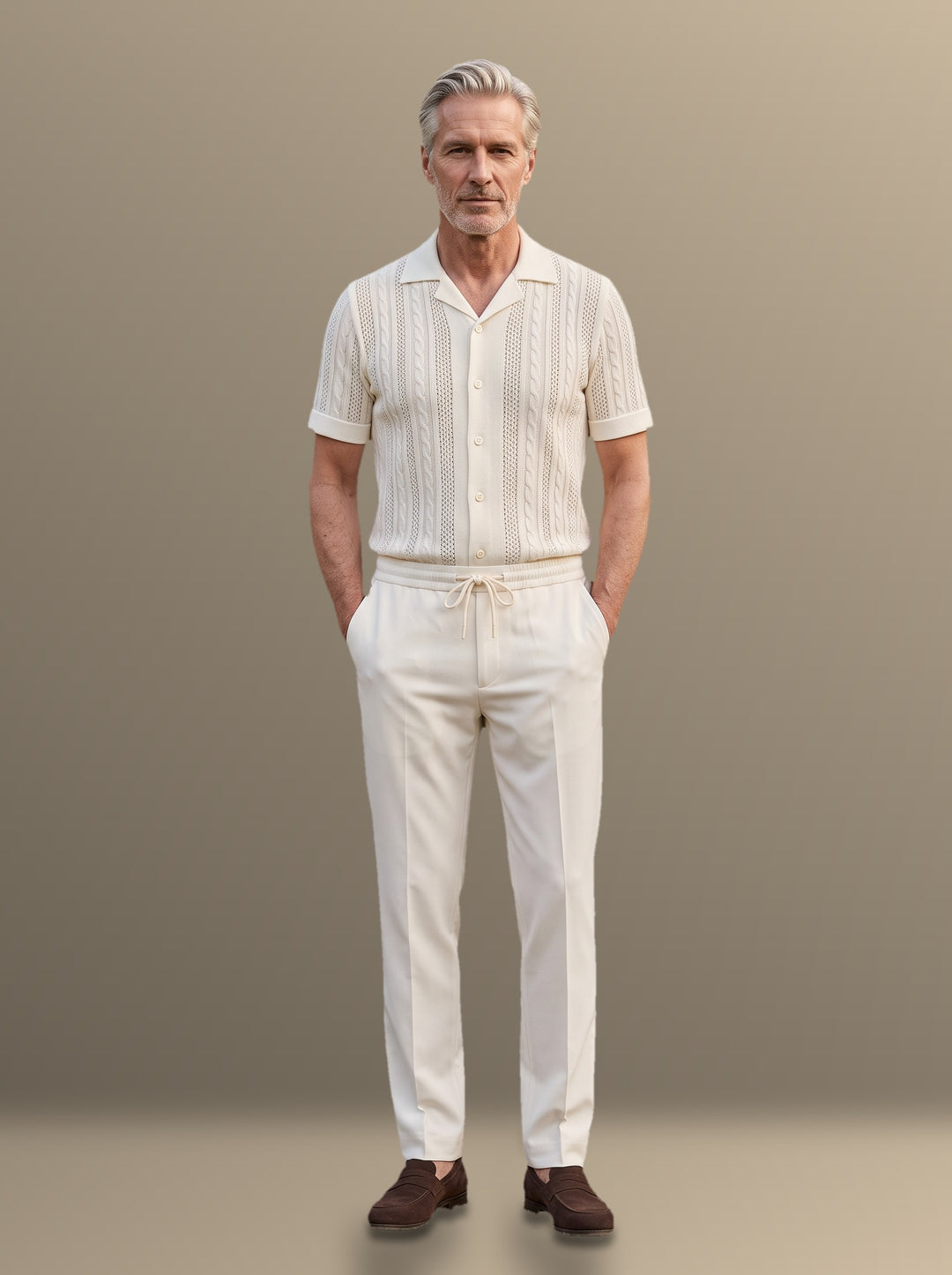 Whitmore shirt and pants set in Cream, studio, Gentlemens Manor