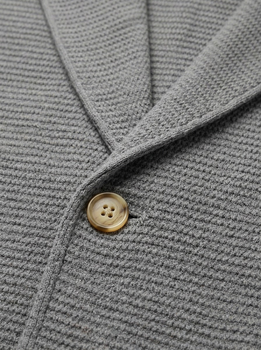 Wickham double breasted knit blazer cardigan, fabric close up, Gentlemens Manor