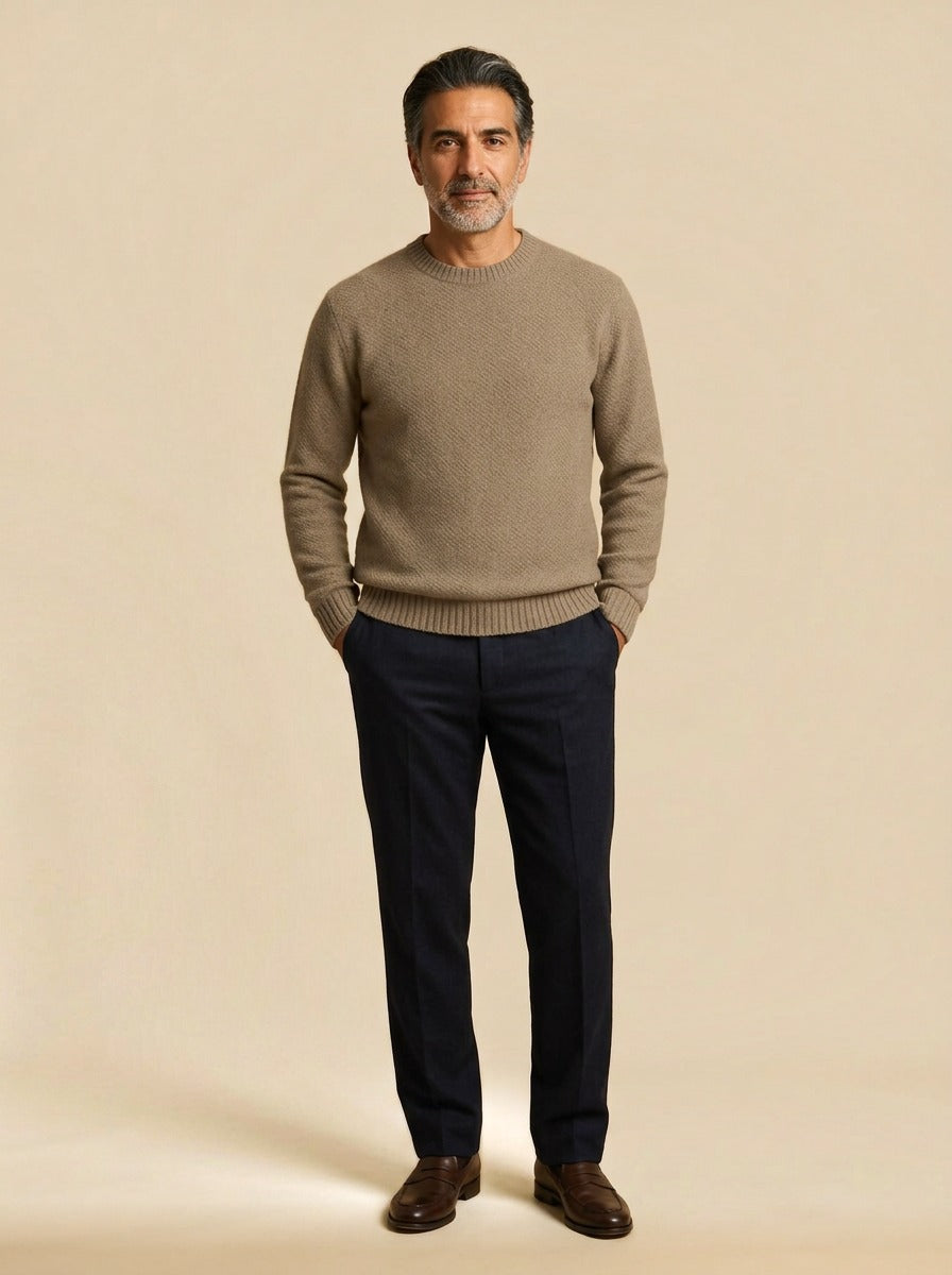 Wiley crew neck sweater in Brown, studio, Gentlemens Manor