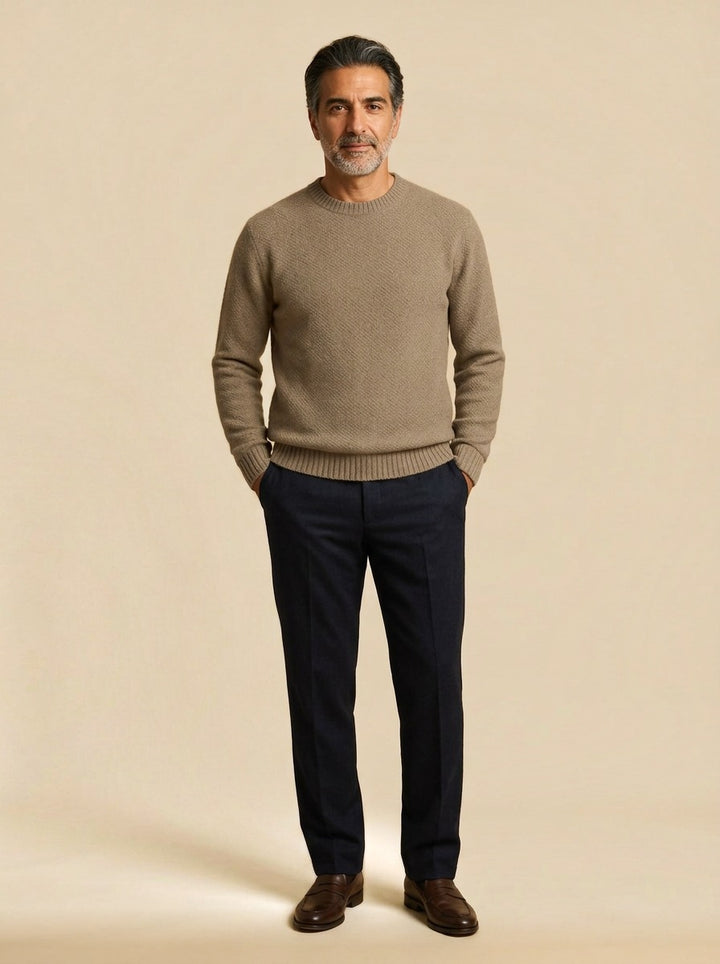 Wiley crew neck sweater in Brown, studio, Gentlemens Manor