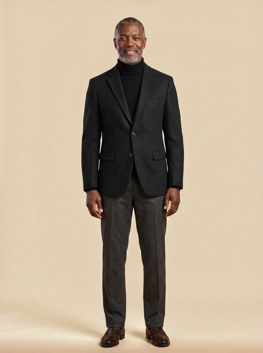 Willard two button blazer in Black, studio, Gentlemens Manor