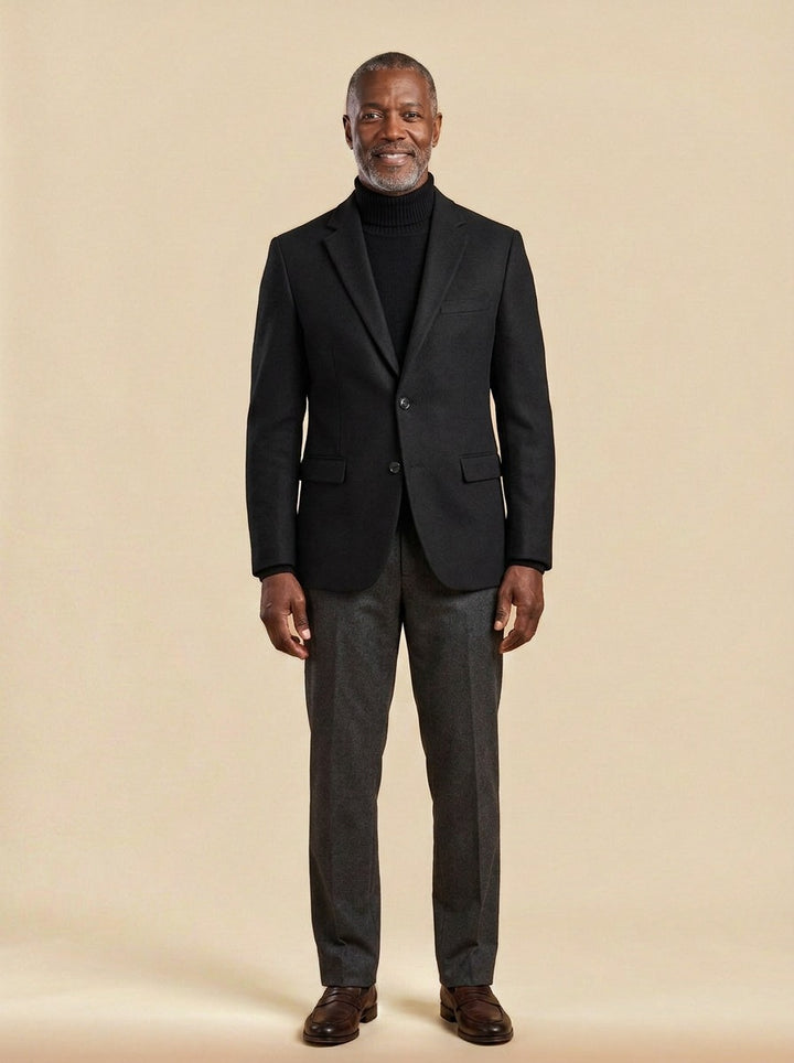 Willard two button blazer in Black, studio, Gentlemens Manor