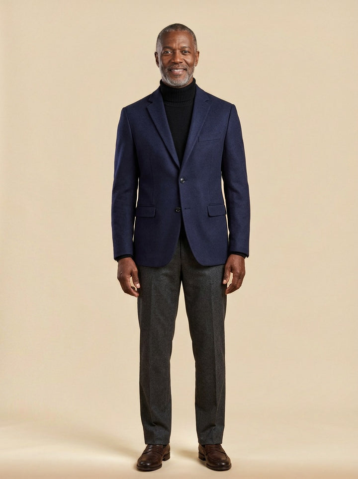 Willard two button blazer in Navy, studio, Gentlemens Manor