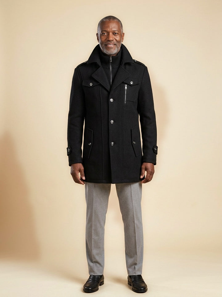 Winfield winter coat in Black, studio, Gentlemens Manor
