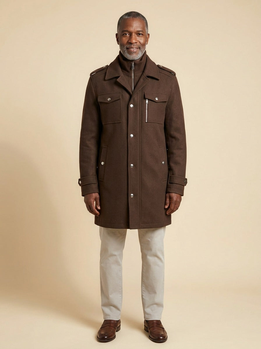 Winfield winter coat in Brown, studio, Gentlemens Manor