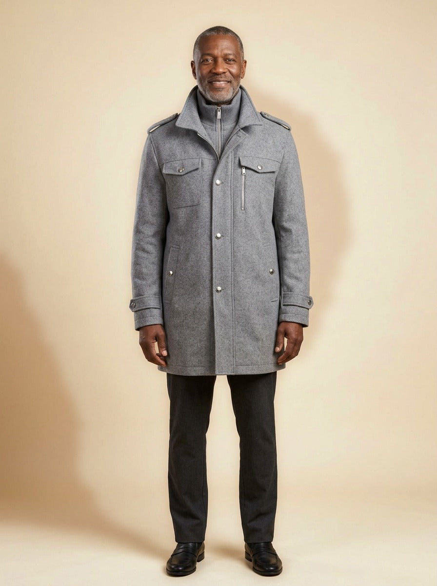 Winfield winter coat in Grey, studio, Gentlemens Manor