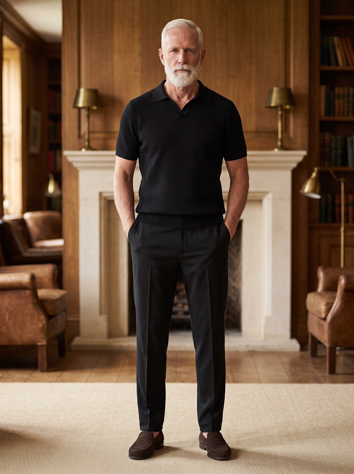 Winslow two piece set in Black, lifestyle, Gentlemens Manor