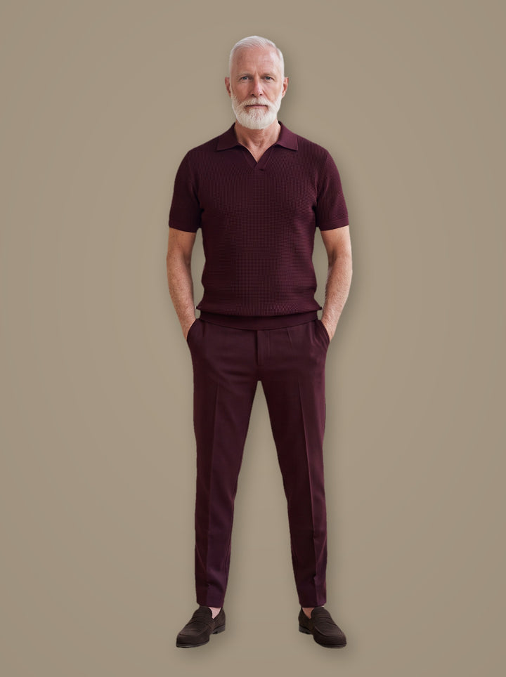 Winslow two piece set in Burgundy, studio, Gentlemens Manor