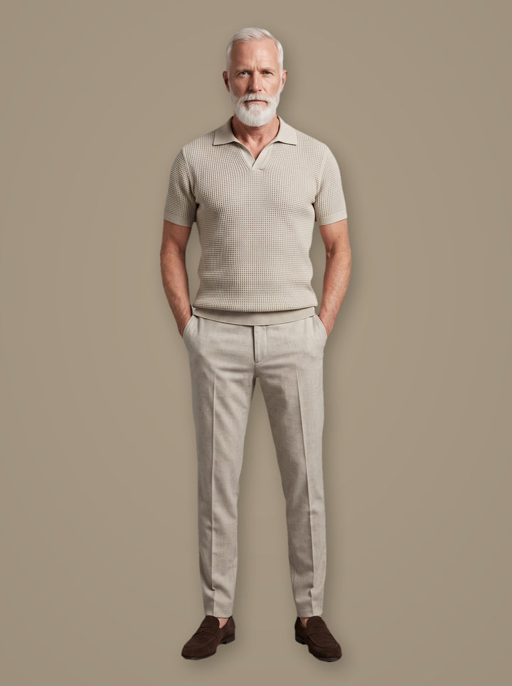 Winslow two piece set in Oatmeal, studio, Gentlemens Manor