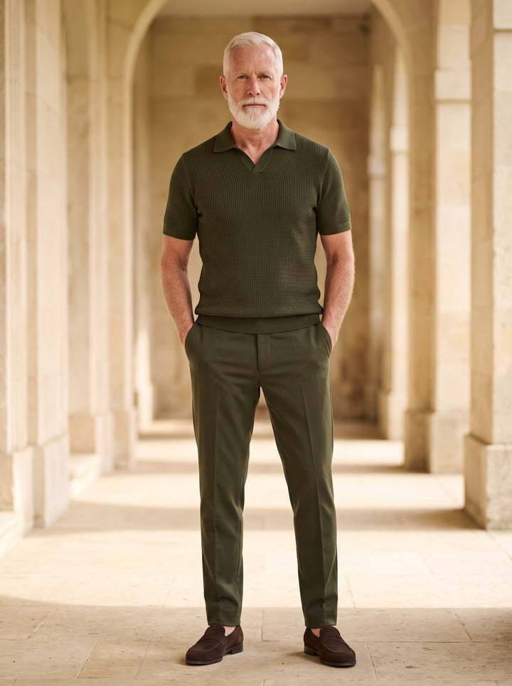 Winslow two piece set in Olive, lifestyle, Gentlemens Manor