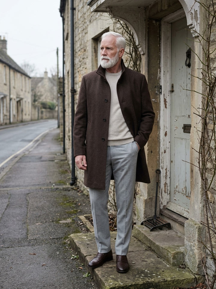Winston overcoat in Brown, lifestyle, Gentlemens Manor