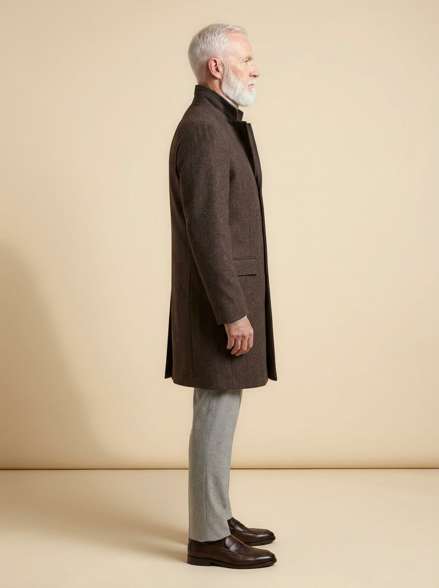 Winston overcoat in Brown, side view, Gentlemens Manor