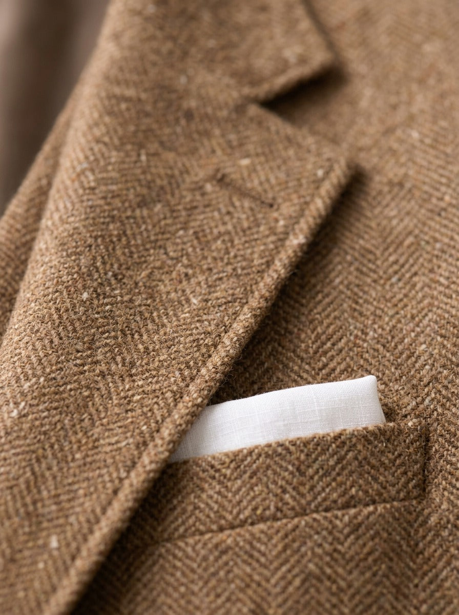 Winthrop tweed three piece suit, fabric close up, Gentlemens Manor
