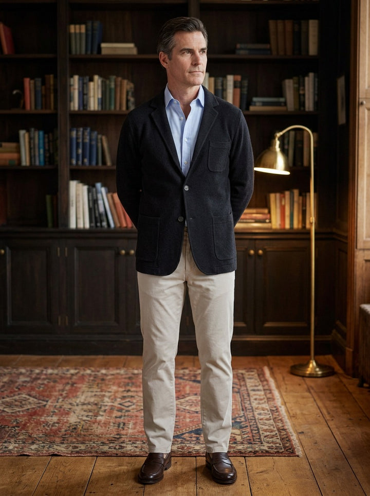 Woodrow knit blazer in Black, lifestyle in a private study, Gentlemens Manor