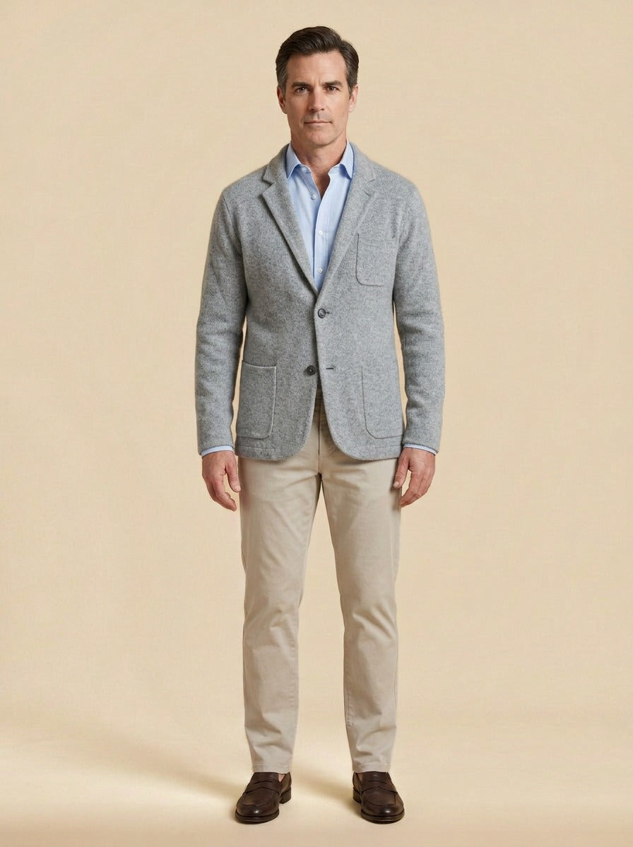 Woodrow knit blazer in Light Grey, studio, Gentlemens Manor