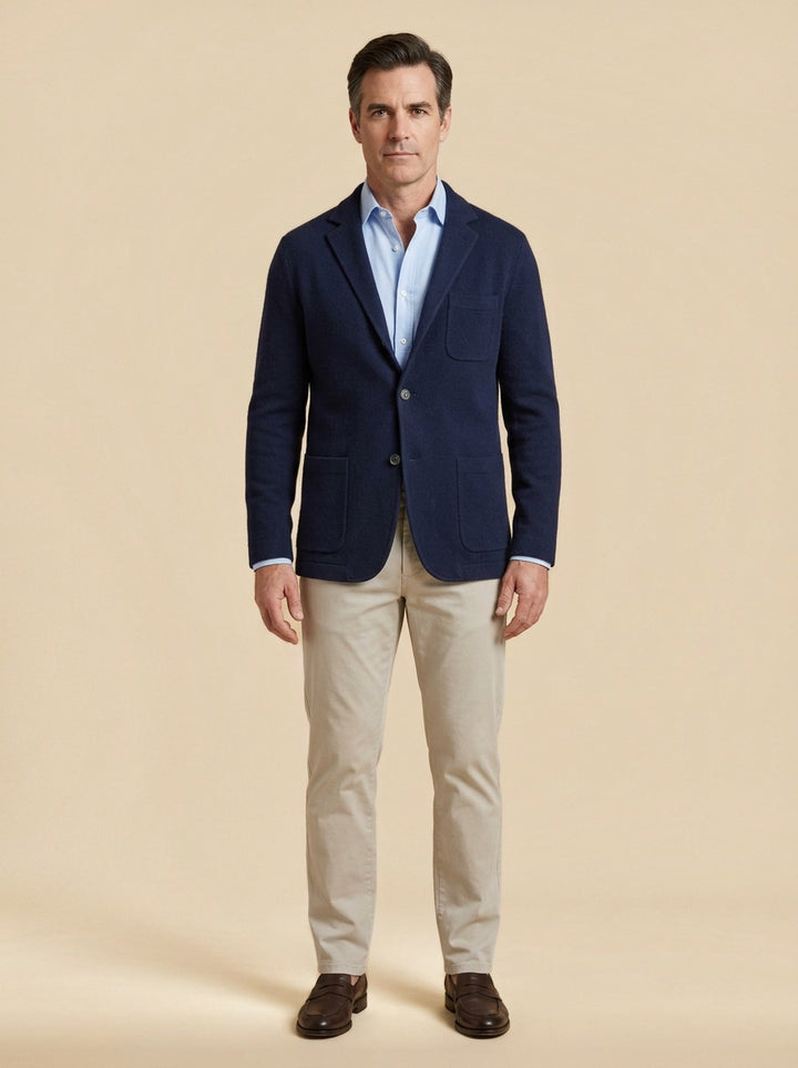 Woodrow knit blazer in Navy, studio, Gentlemens Manor