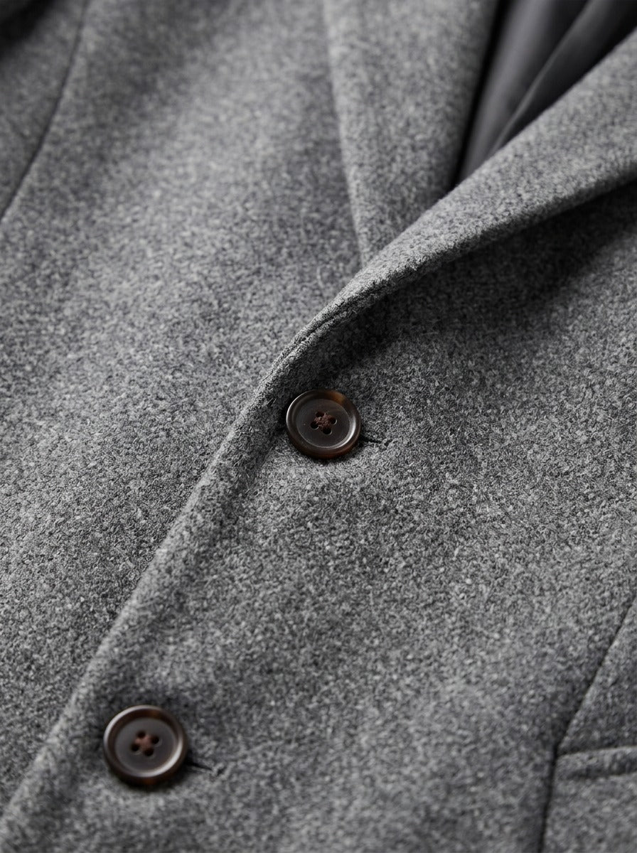 Woodward wide lapel car coat, fabric close up, Gentlemens Manor