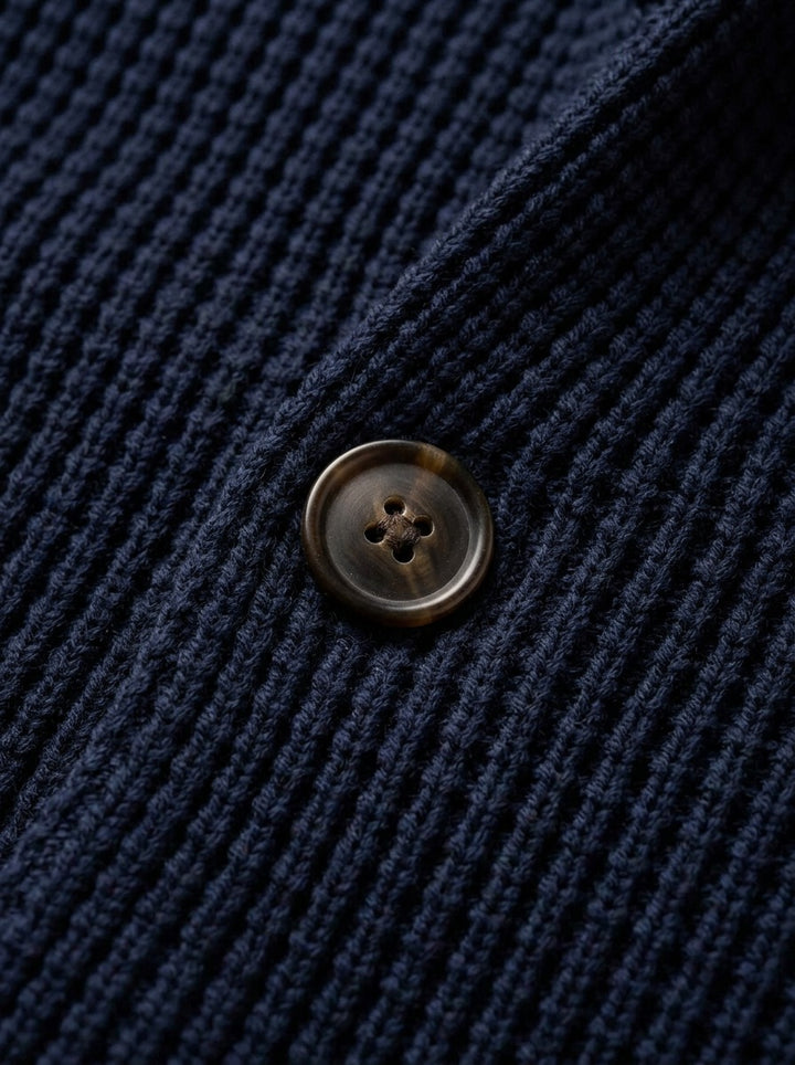 Wyndham waffle knit cardigan, fabric close up, Gentlemens Manor