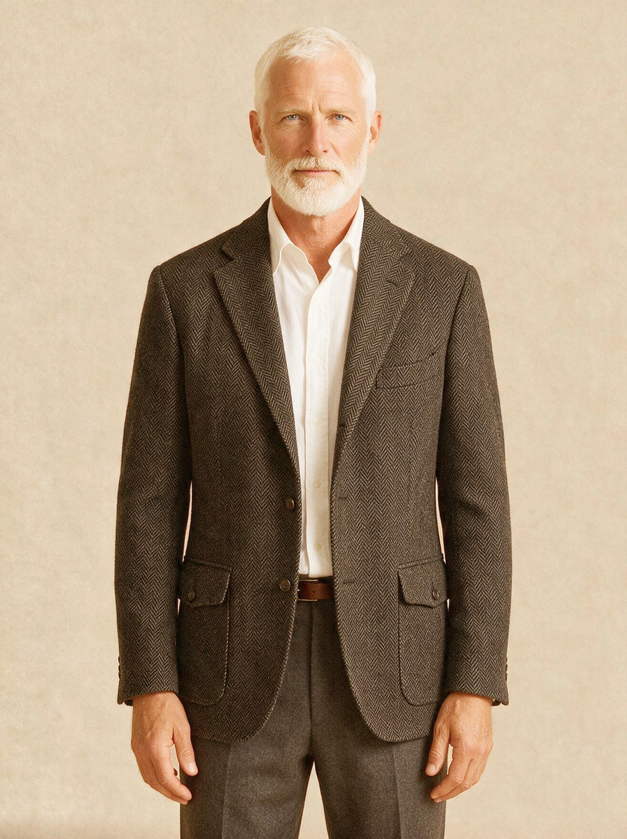 Yates tweed blazer in Brown, studio, Gentlemens Manor