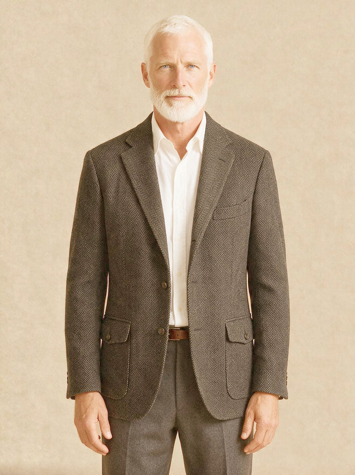 Yates tweed blazer in Sand, studio, Gentlemens Manor